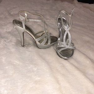 Silver strappy heels
